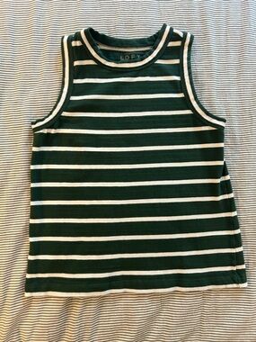 LOFT Green & White Striped Tee